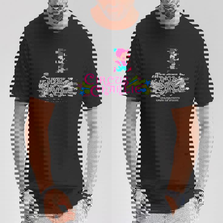 「サーカスチャーリー」ロゴ&キャラクター Tシャツ 面白い贈り物