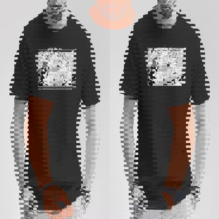 【白上フブキ】『ヤマト神想怪異譚』漫画コマtシャツ（本人セレクト 英語）黒 Tシャツ 面白い贈り物