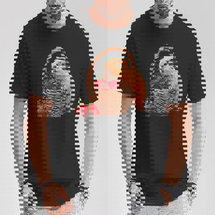 いちご モルモット いちご 野生動物 かわいい モルモット Tシャツ 面白い贈り物