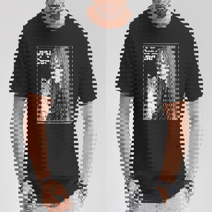 いや 猫と一緒にいい女 80年代 アニメ ヴィンテージ 漫画 Tシャツ 面白い贈り物