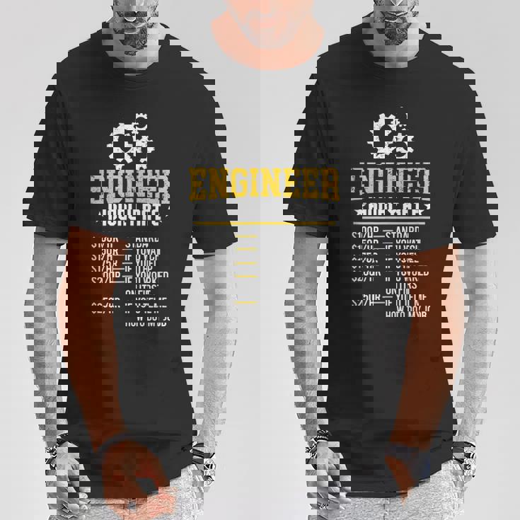 おかしいエンジニア時給工学設計労務レート Tシャツ 面白い贈り物
