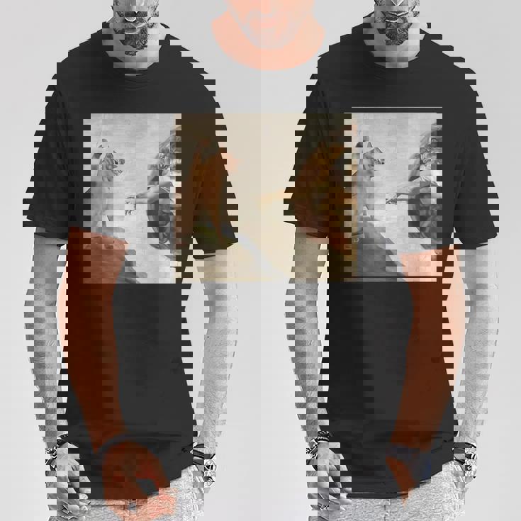 おかしな猫 神 創造 アダム ミーム イエス Tシャツ 面白い贈り物