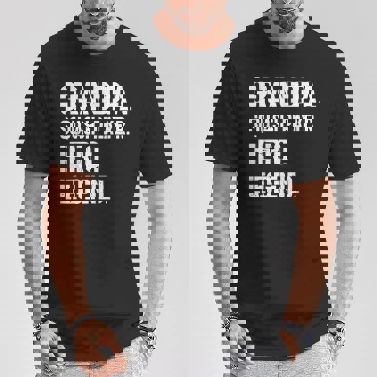 おじいちゃんスカッシュプレイヤーヒーローレジェンド-おじいちゃんスカッシュ Tシャツ 面白い贈り物