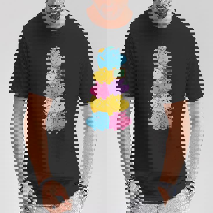 おもしろカバ カラフル レインボー 新学期 キッズ 男の子 女の子 Tシャツ 面白い贈り物