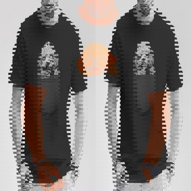 おもしろトイプードル 子犬 ポケットに入れたかわいいペット愛好家 Tシャツ 面白い贈り物