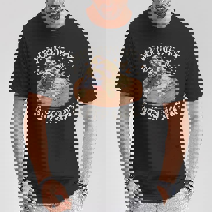 お気に入りのスリープ シャツ、パグ犬と子犬 Tシャツ 面白い贈り物