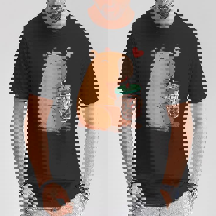 かわいい カピバラ ドリンク バブルティー カワイイ Capy Lover キッズ ガールズ Tシャツ 面白い贈り物