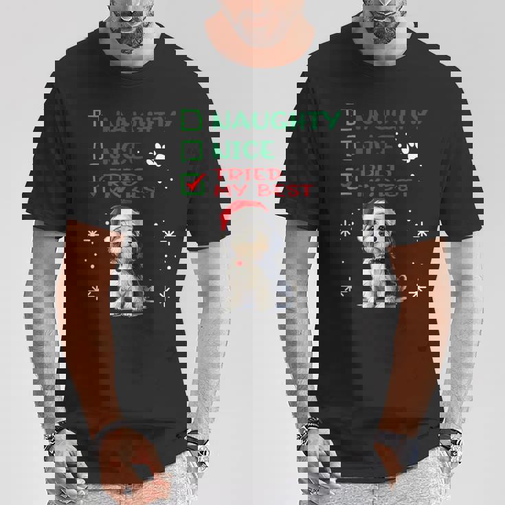 かわいい ダンディ ディンモント テリア 犬 クリスマス いたずら 素敵 試した Tシャツ 面白い贈り物