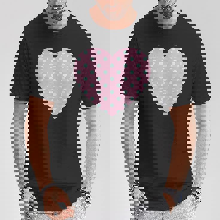 かわいい ライトブルー ピンク 水玉模様 ミニマリスト グラフィック Tシャツ 面白い贈り物