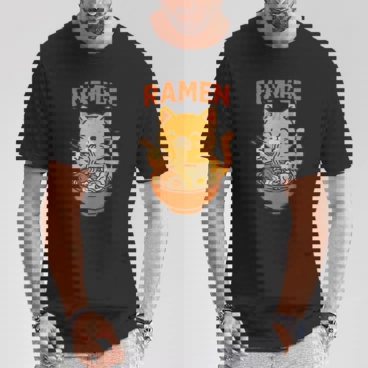 かわいい ラーメン 猫 和麺 Tシャツ 面白い贈り物