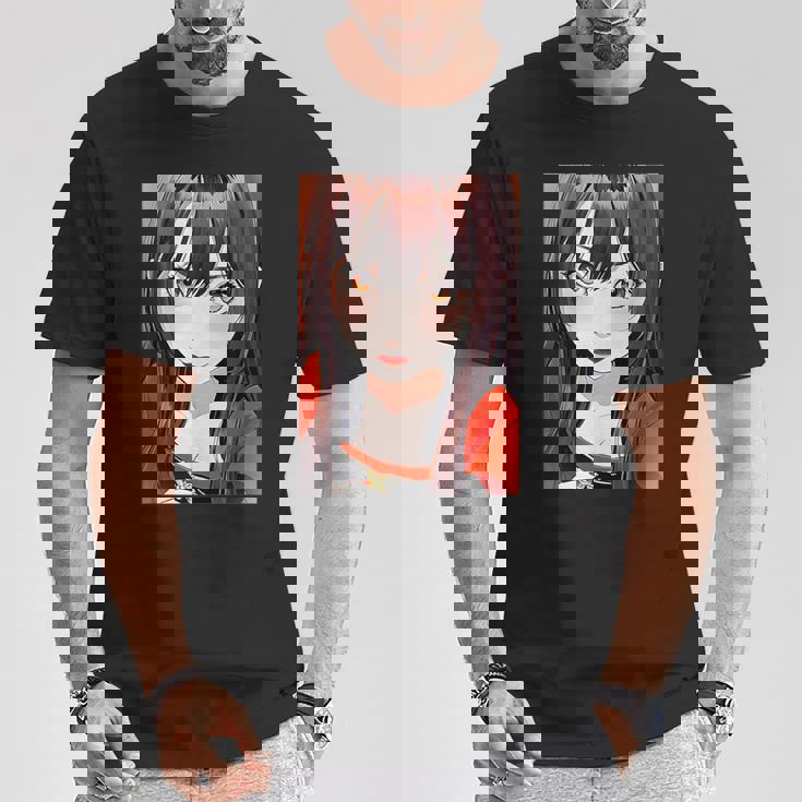 かわいい 可愛い 女の子 若い 美人 イラスト 日本 きれい 赤い服 Tシャツ 面白い贈り物