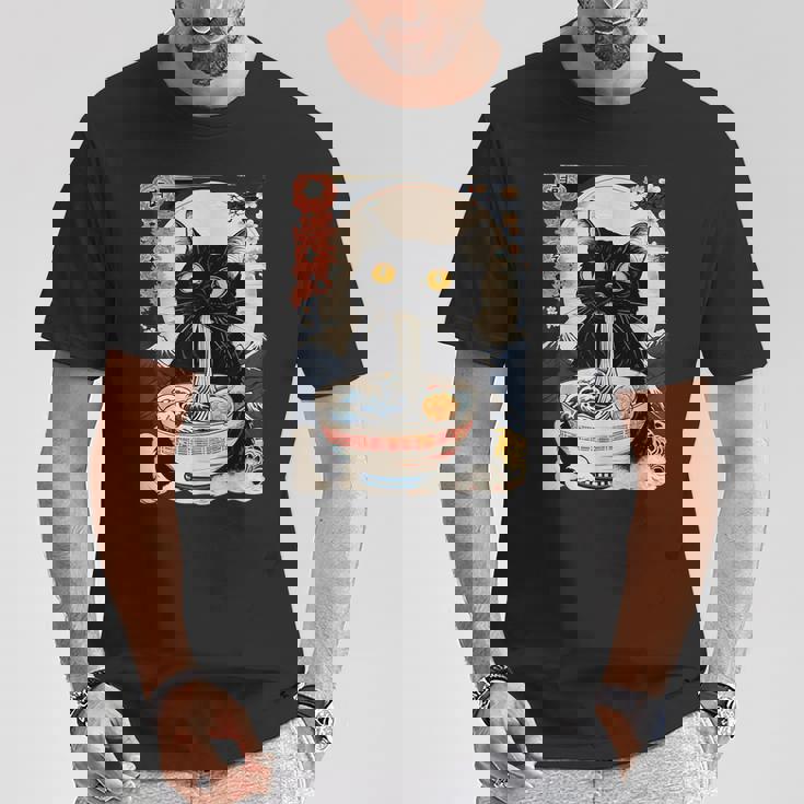 かわいい 猫 食べる ラーメン 麺 面白い アニメ Tシャツ 面白い贈り物