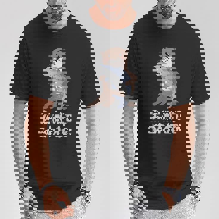 かわいいカワウソと魚と面白い言い方おかしいカワウソ Tシャツ 面白い贈り物