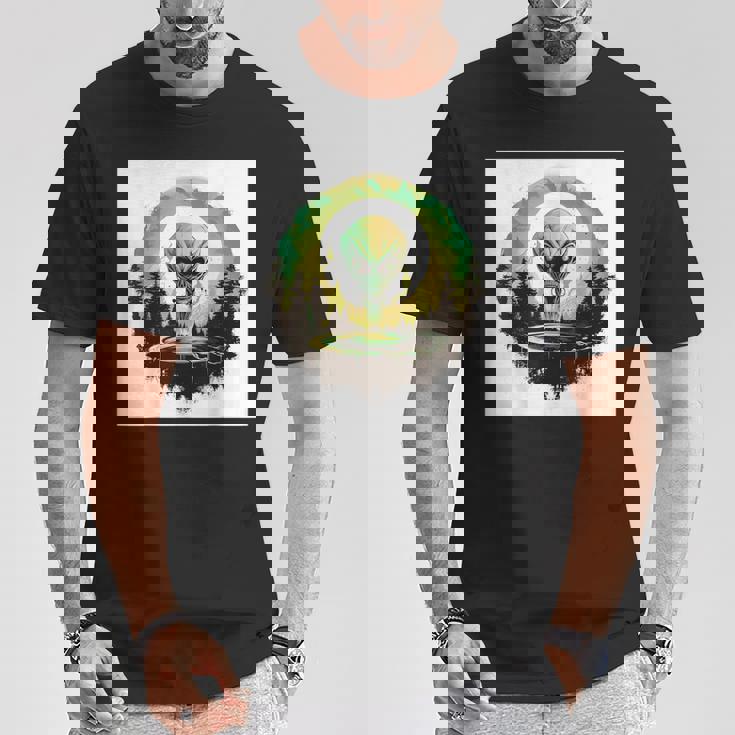 かわいいグリーンエイリアンヘッドufoスペースフェイス Tシャツ 面白い贈り物