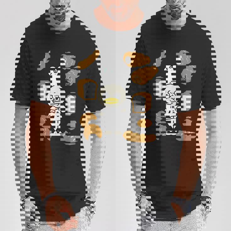 かわいいコックさん パン屋さん編 鳥 フランスパン クロワッサン チョコレートコルネ 食パン 料理 おいしい おもしろ Tシャツ 面白い贈り物