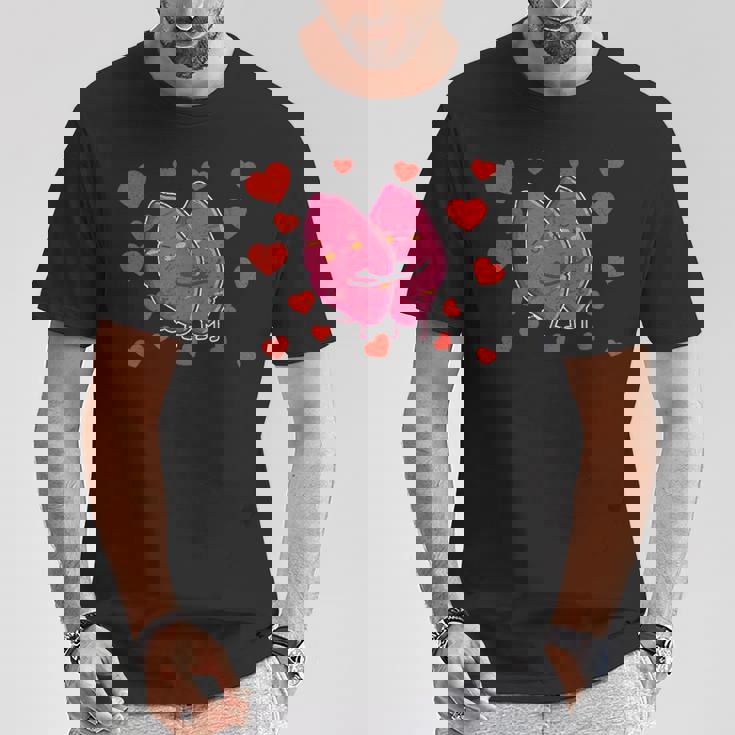 かわいいサツマイモ カップル ハグサツマイモ Tシャツ 面白い贈り物