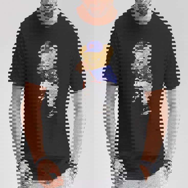 かわいいテディベア 野球ジャグ スウェットシャツ Tシャツ 面白い贈り物