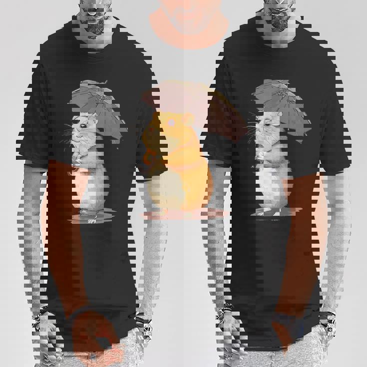 かわいいハムスターと傘のコスチューム。 Tシャツ 面白い贈り物