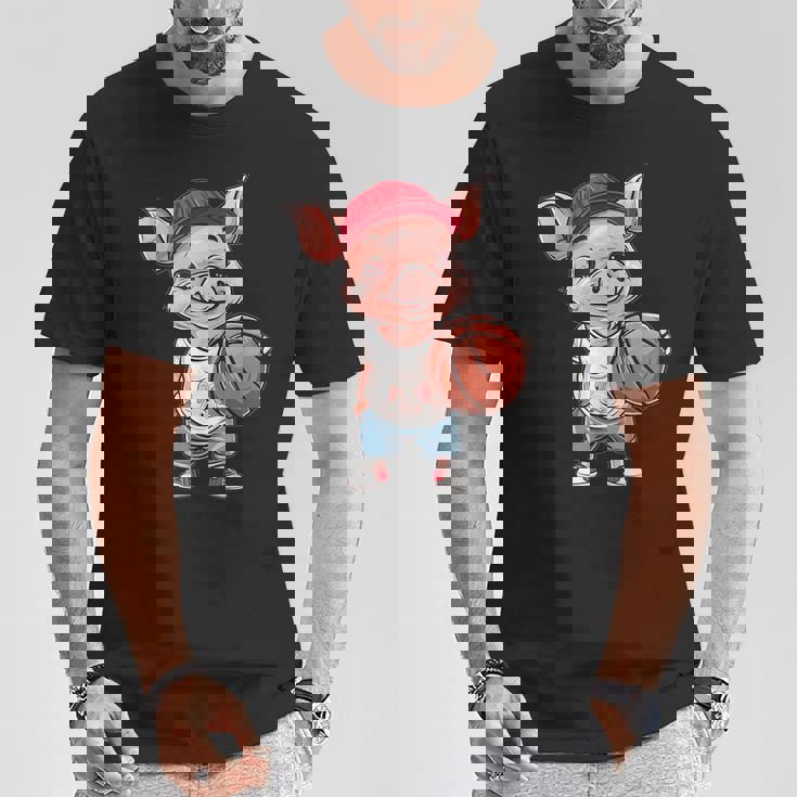 かわいいバスケットボールブタ Tシャツ 面白い贈り物