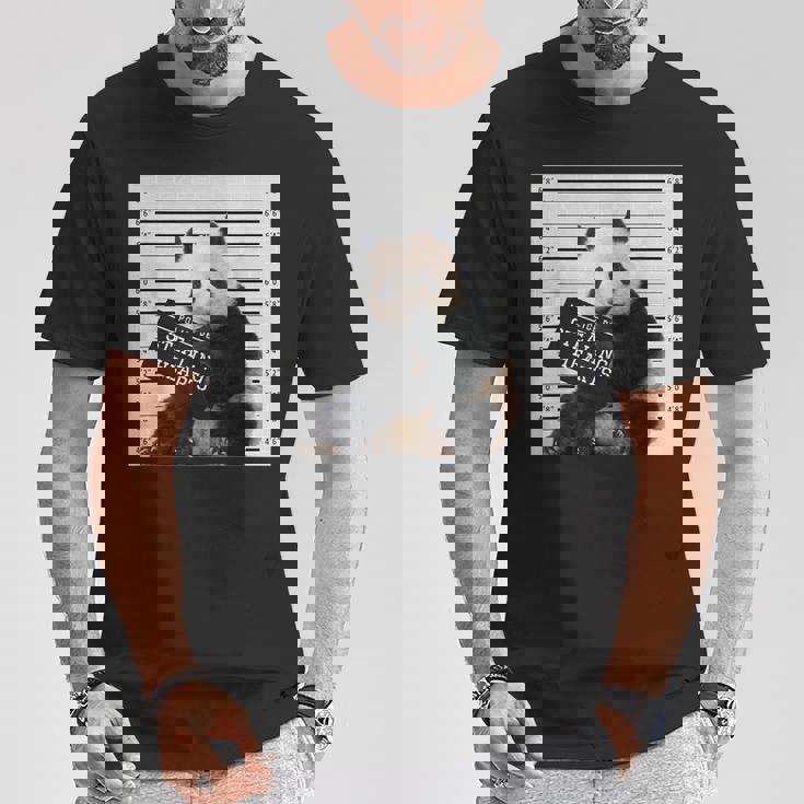かわいいパンダの顔写真 犯罪者パンダ Tシャツ 面白い贈り物