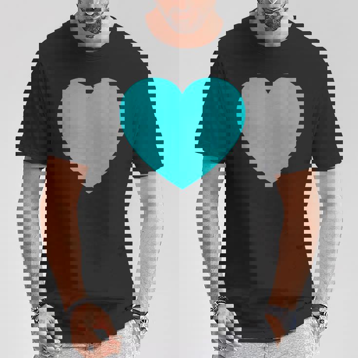 かわいいブルーターコイズハート Tシャツ 面白い贈り物