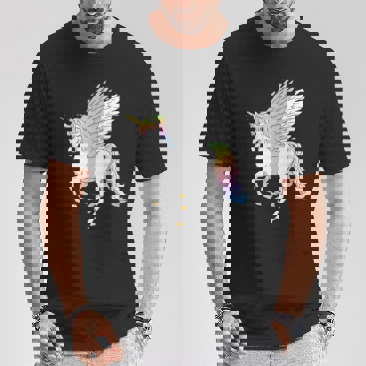 かわいいペガコーン フライングホース レインボー ユニコーン ペガサス Tシャツ 面白い贈り物