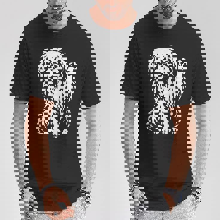 かわいいペキニーズ ハート足犬グラフィック デザイン Tシャツ 面白い贈り物