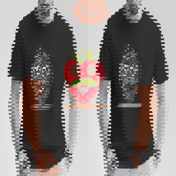 かわいい口ひげストロベリーコスチューム Tシャツ 面白い贈り物