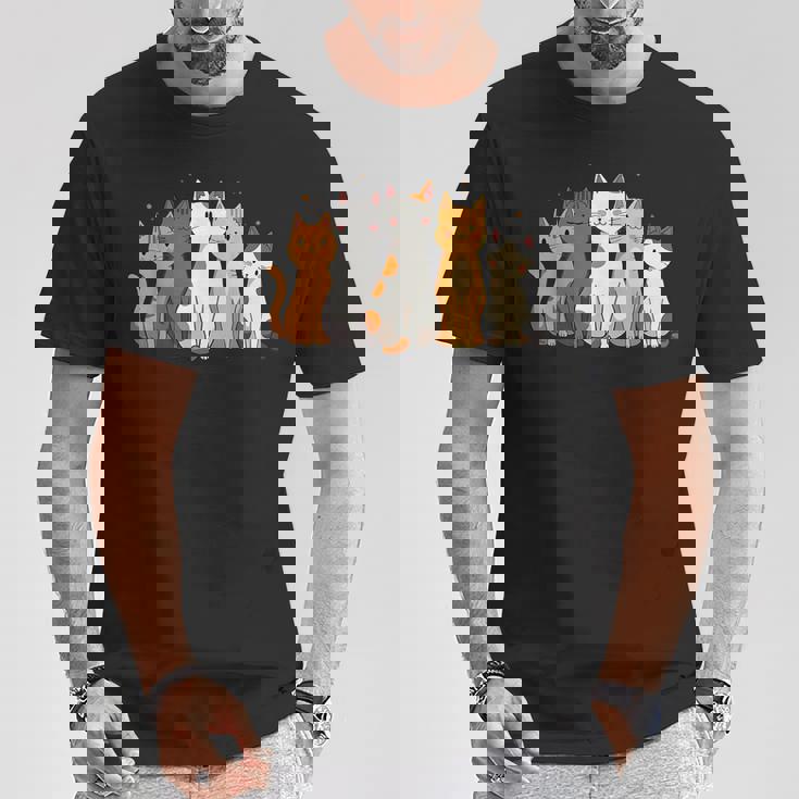 かわいい漫画の猫のイラスト Tシャツ 面白い贈り物