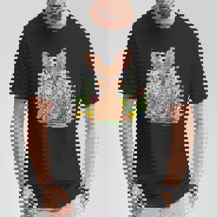 かわいい花カンガルー。 Tシャツ 面白い贈り物