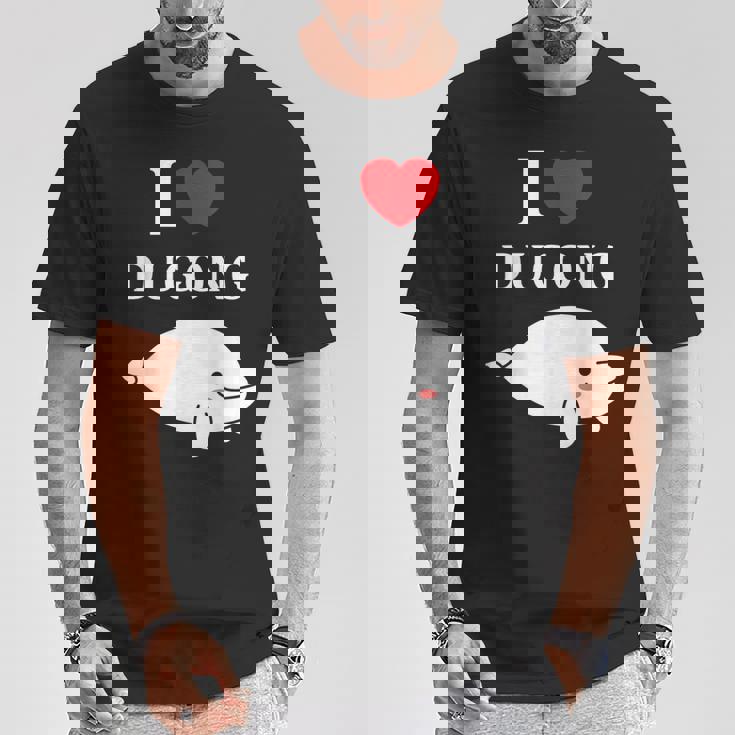 かわいい面白いシンプルなジュゴンの魚を引用します。 I Love Dugong Tシャツ 面白い贈り物