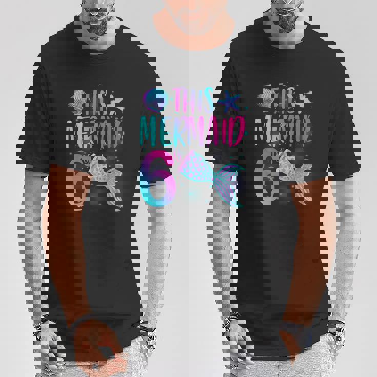 このマーメイドは6歳の6歳の誕生日マーメイドガールパーティーです。 Tシャツ 面白い贈り物