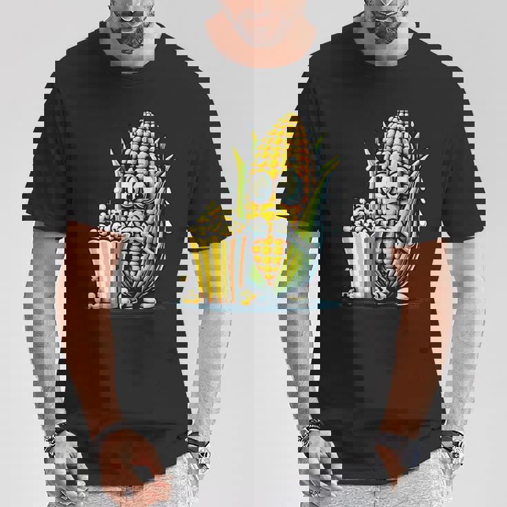 とうもろこしとポップコーンのキャラクター Tシャツ 面白い贈り物