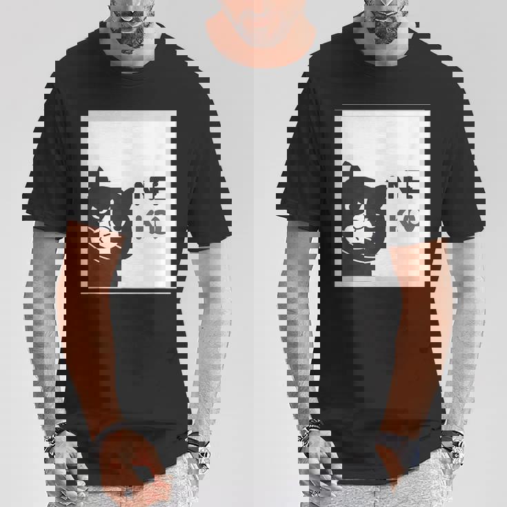 ねこさん Neko ハチワレ『まどの なか から』【どうぶつフレンズ】フキゲンネコ 猫 顔 窓 イラスト Tシャツ 面白い贈り物