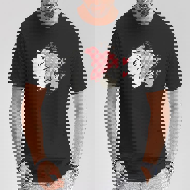 ねこぺん日和 ハート Tシャツ 面白い贈り物