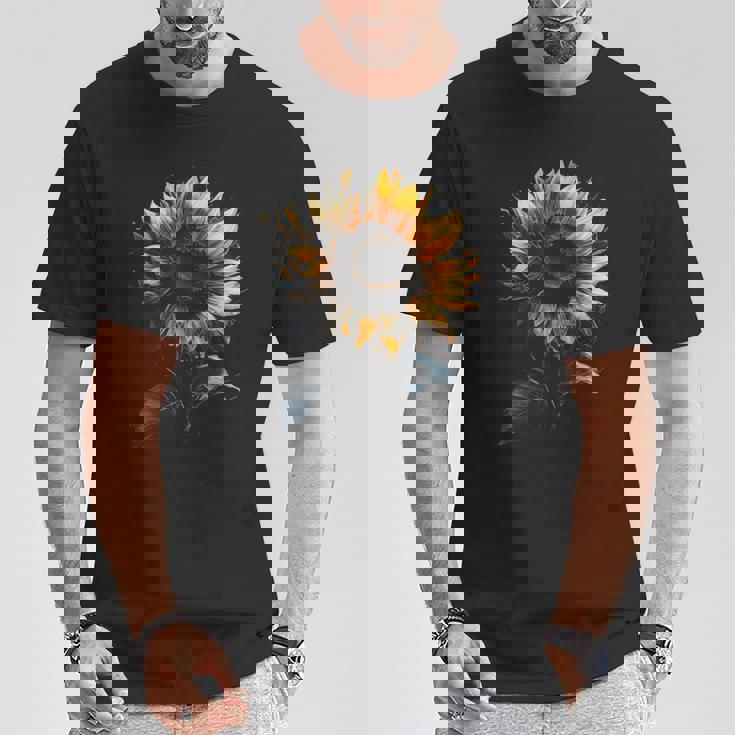 ひまわり ボタニカル 自然 アート フラワーガーデン ギフト Tシャツ 面白い贈り物