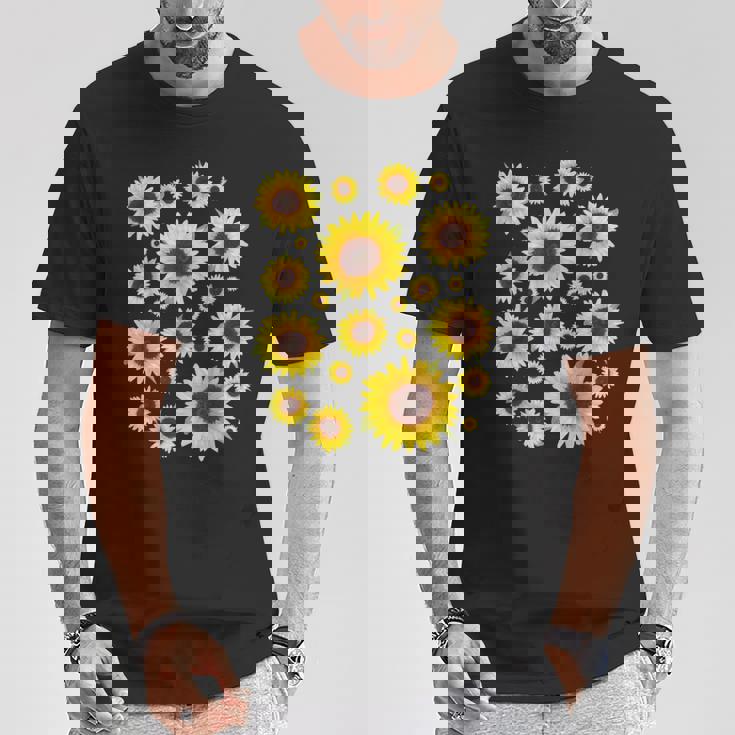 ひまわり 花柄 花 シンプル ポジティブ 夏 グラフィック Tシャツ 面白い贈り物