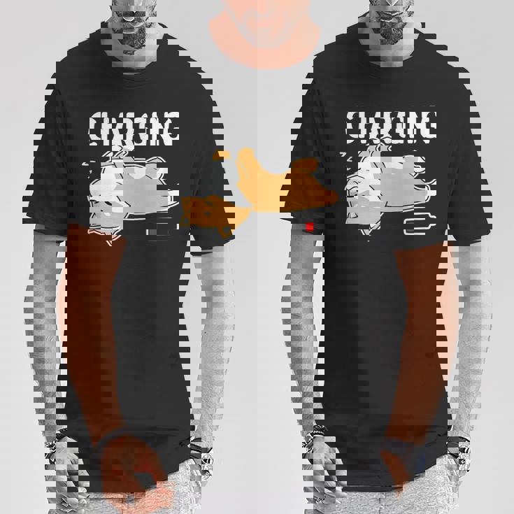 やる気スイッチ故障中 充電中 犬 柴犬 犬好き かわいい おもしろ 面白い Tシャツ 面白い贈り物