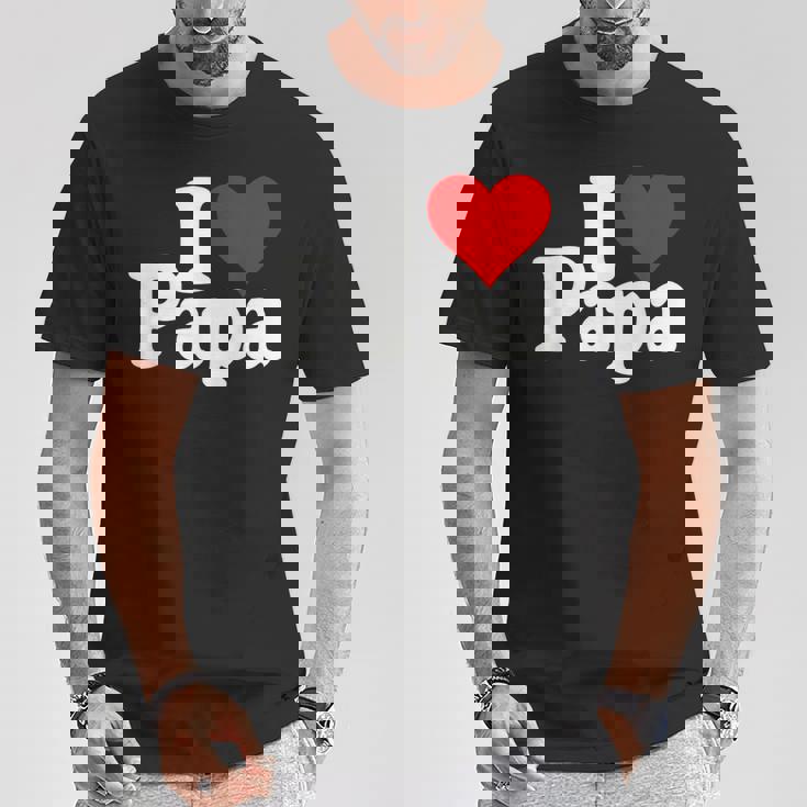 アイラブハートパパ父の日パパパパ Tシャツ 面白い贈り物