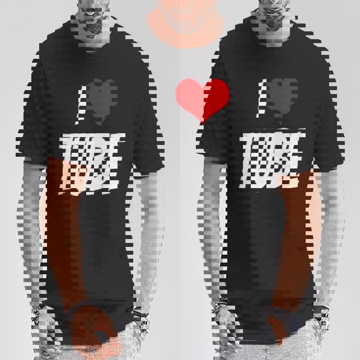 アイ・ラブ・チューブ・ハート Tシャツ 面白い贈り物