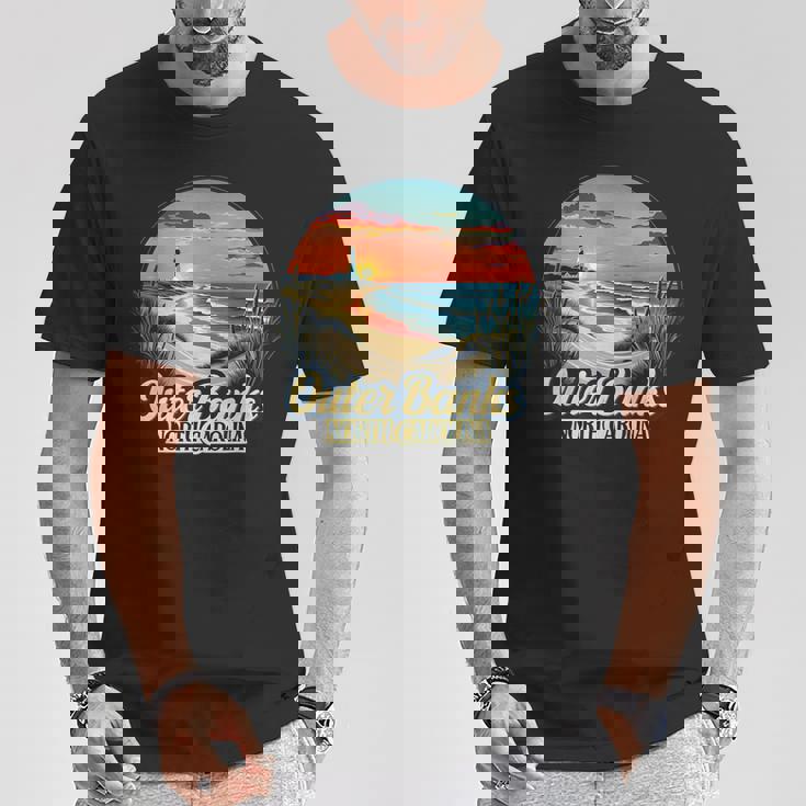 アウターバンクス ノースカロライナ コースタル サンセット ビーチ 灯台 Tシャツ 面白い贈り物