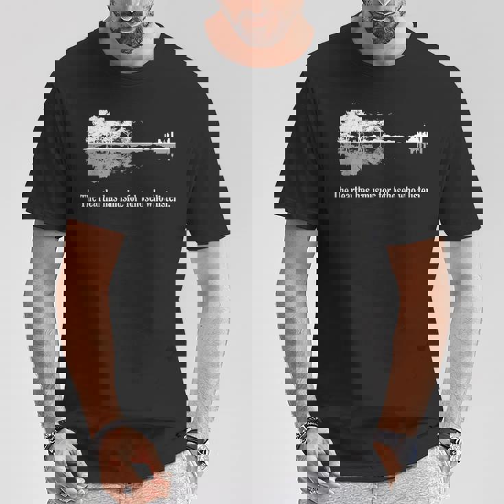 アコースティックギター Earth Has Music For Listen Tシャツ 面白い贈り物