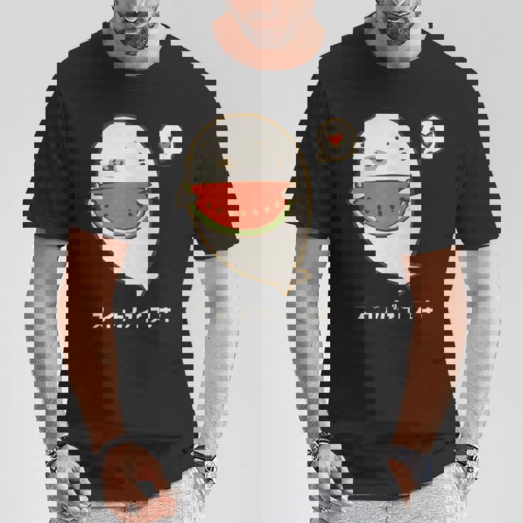 アザラシ 海豹 すいか スイカ大好き アザラシ かわいい イラスト アザラシ好き スイカ イラスト 手書き Tシャツ 面白い贈り物