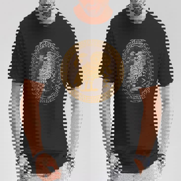 アテネ古代ギリシャ女神アテナのアテネのフクロウのシンボル Tシャツ 面白い贈り物