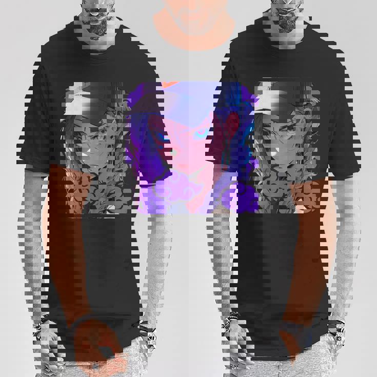 アニバエオタク美少女アニメ少女 紫髪ミステリアス Tシャツ 面白い贈り物