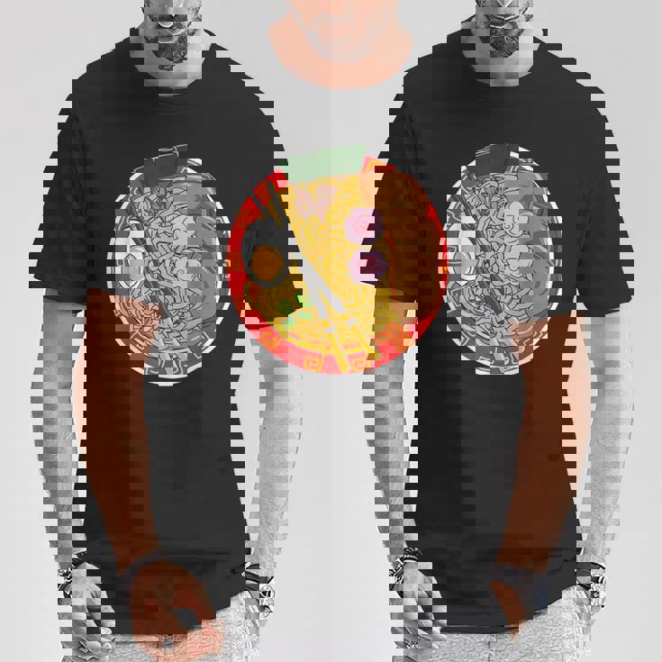 アニメ 和風ラーメン 麺類 食いしん坊ギフト Tシャツ 面白い贈り物