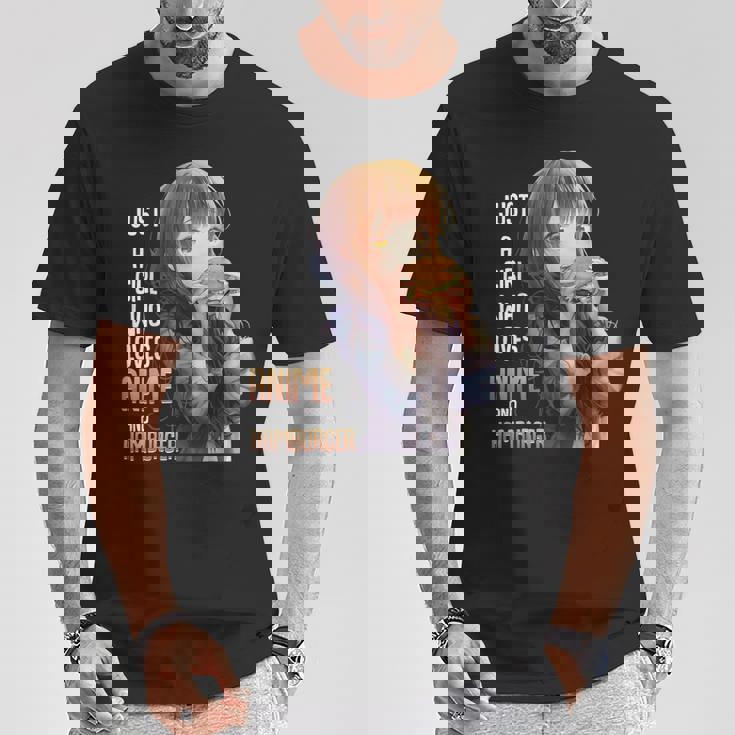 アニメとハンバーガーが大好きな女の子 Tシャツ 面白い贈り物