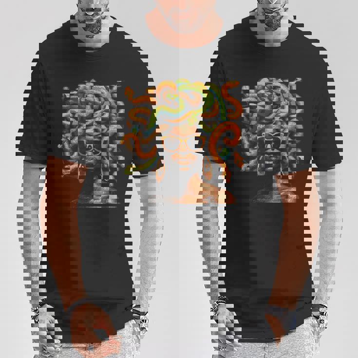 アフロ ブラック メラニン スキントーン メデューサ ヘビ ヘアスタイル Tシャツ 面白い贈り物