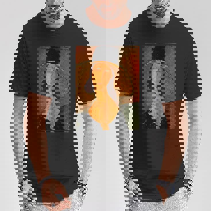 アメデオ モディリアーニのジャンヌ・ヘブターヌ 大きな帽子 Tシャツ 面白い贈り物