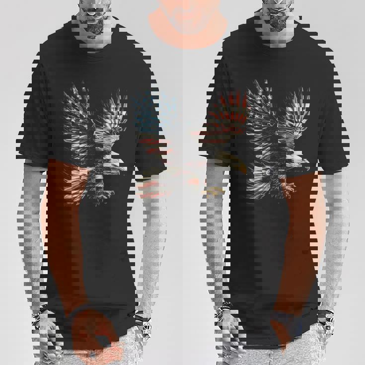 アメリカの国旗白頭ワシ米国独立記念日アートワーク デザイン Tシャツ 面白い贈り物